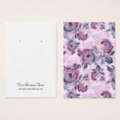 紫色の水彩の花のカスタムイヤリングカード (正面&裏面)