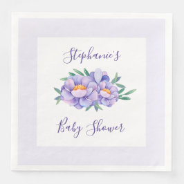 紫色の水彩の花ベビーシャワーパーソナライズされた