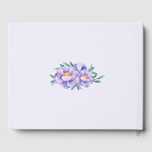 紫色の水彩の花ベビーシャワーパーソナライズされた ゲストブック (裏面)