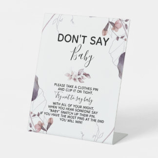 紫色の水彩の花ベビーシャワー 台座サイン