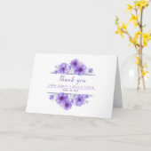 紫色の水彩アネモネの花が感謝していあなたを カード (黄色い花)