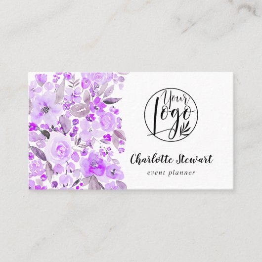 紫色の水彩イベントプランナーロゴ 名刺 (正面)