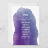 紫色の水彩テーブル番号座席表 招待状 (正面)