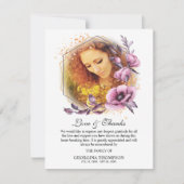 紫色の水彩フラワーフォトフレーム悔やみや弔慰 サンキューカード (正面)