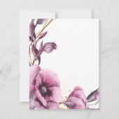 紫色の水彩フラワーフォトフレーム悔やみや弔慰 サンキューカード (裏面)