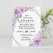 紫色の水彩フラワーフレームとタイポグラフィ (スタンド正面)