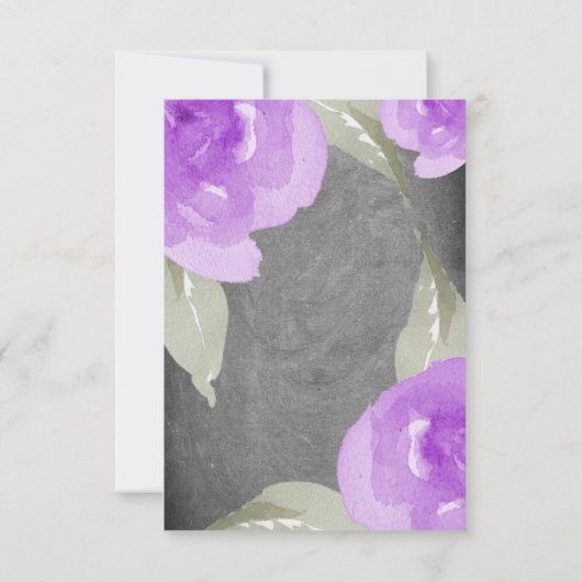 紫色の水彩フローラと黒板 セーブザデート (裏面)