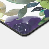 紫色の水彩フローラデスクマット及び名前をカスタムする デスクマット (コーナー)