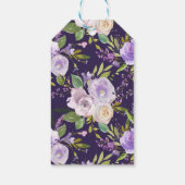 紫色の水彩フローラブライダルシャワー ギフトタグ (裏面)