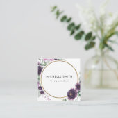 紫色の水彩フローラモダン名刺 スクエア名刺 (スタンド正面)