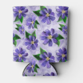 紫色の水彩フローラルパターンペリウインクル洗浄 缶クーラー (正面)