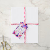 紫色の水彩フローラ任意の年齢ハッピーバースデー ギフトタグ (より糸付き)