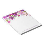 紫色の水彩フローラ名パーソナライズされた ノートパッド (アングル)