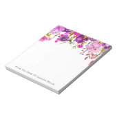 紫色の水彩フローラ名パーソナライズされた ノートパッド (回転)