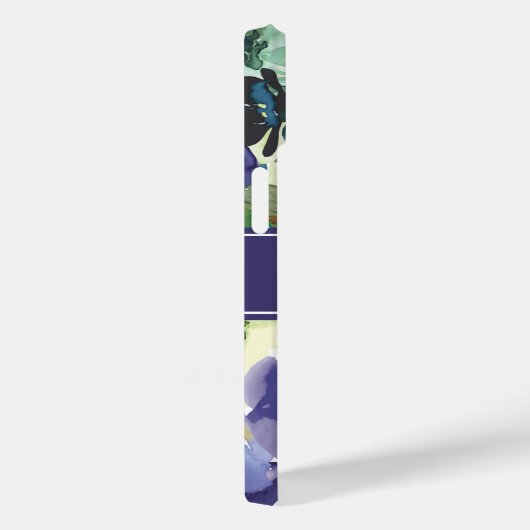 紫色の水彩フローラ名モノグラム Case-Mate iPhoneケース (裏面 / 右)