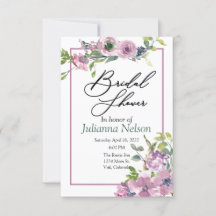 紫色の水彩フローラ招待