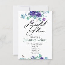 紫色の水彩フローラ招待