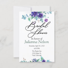 紫色の水彩フローラ招待 招待状