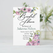 紫色の水彩フローラ招待 招待状 (スタンド正面)