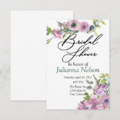 紫色の水彩フローラ招待 招待状 (正面/裏面)