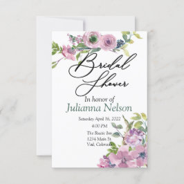 紫色の水彩フローラ招待 招待状