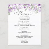 紫色の水彩フローラ結婚のメニューカード (正面)