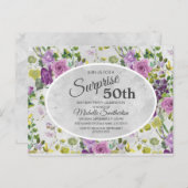 紫色の水彩フローラ葉と50誕生日 ポストカード (正面/裏面)