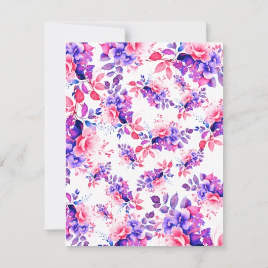 紫色の水彩フローラ60番目の誕生日プログラム 招待状 (裏面)