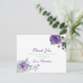 紫色の水彩フローラ、サンキューカード ポストカード (スタンド正面)