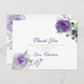 紫色の水彩フローラ、サンキューカード ポストカード (正面/裏面)