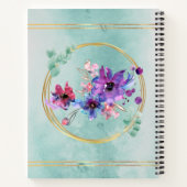 紫色の水彩フローラ ノートブック (裏面)