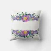 紫色の水彩フローラ パーソナライズされた クッション (裏面)
