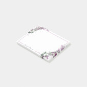 紫色の水彩フローラ パーソナライズされた ポストイット (アングル)