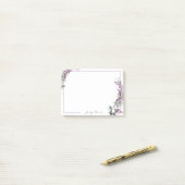 紫色の水彩フローラ パーソナライズされた ポストイット (デスク上)