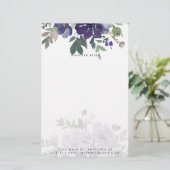 紫色の水彩フローラ パーソナライズされた 便箋 (スタンド正面)