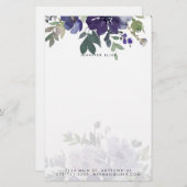紫色の水彩フローラ パーソナライズされた 便箋 (正面/裏面)