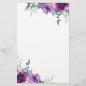 紫色の水彩フローラ パーソナライズされた 便箋 (裏面)
