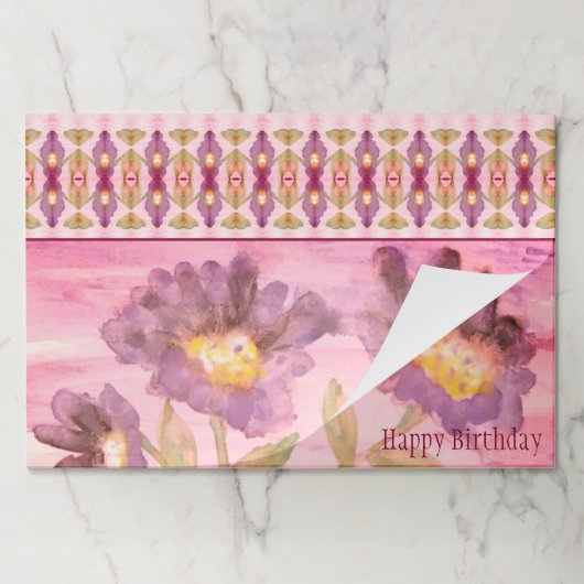 紫色の水彩フローラ ペーパーパッド (折り畳み)