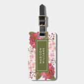 紫色の水彩フローラ ラゲッジタグ (正面縦)