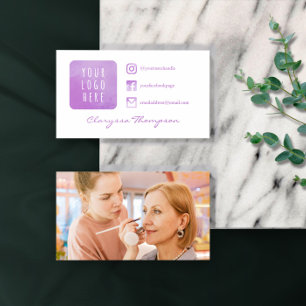 紫色の水彩ロゴ&フォトソーシャルメディア 名刺