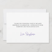 紫色の水彩ワイルドフラワー サンキューカード (裏面)