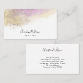 紫色の水彩及びフェイク金ゴールド粉 名刺 (正面/裏面)