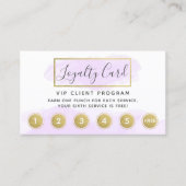 紫色の水彩及び金ゴールドロイヤリティパンチスタンプQR 名刺 (正面)