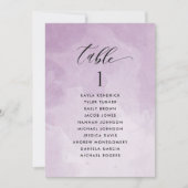 紫色の水彩座席計画カード(ゲスト名あり) (正面)