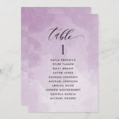 紫色の水彩座席計画カード(ゲスト名あり) (正面/裏面)