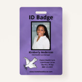 紫色の水彩従業員の写真名ロゴID バッジ (正面)
