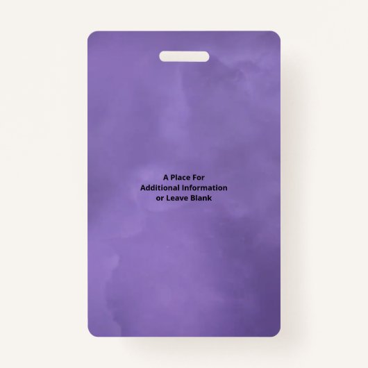 紫色の水彩従業員の写真名ロゴID バッジ (裏面)