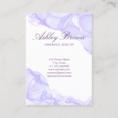 紫色の水彩手作りジュエリーイヤリングディスプレイ 名刺 (裏面)