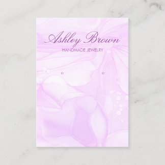 紫色の水彩手作りジュエリーイヤリングディスプレイ 名刺