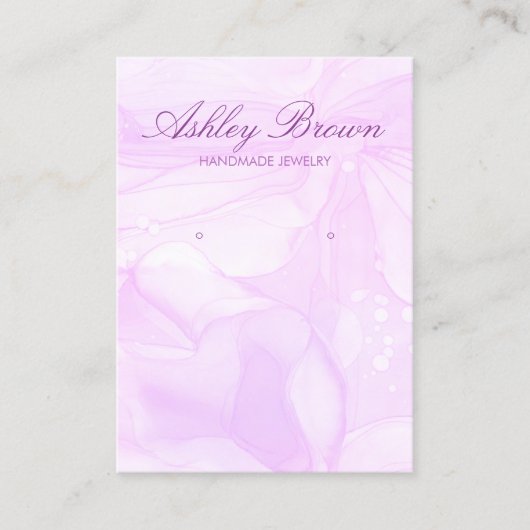 紫色の水彩手作りジュエリーイヤリングディスプレイ 名刺 (正面)